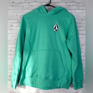 Volcom Boys 12Youth Iconic Stone Pullover Hoodie Green New Condition
